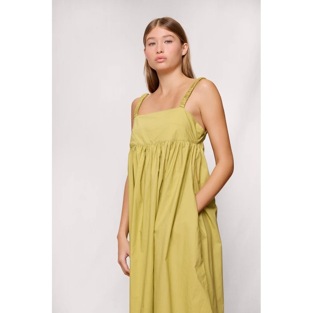 Mikoh Women Brown Sleeveless Gathered Empire Waist Maxi Dress Smocked Straps NEW